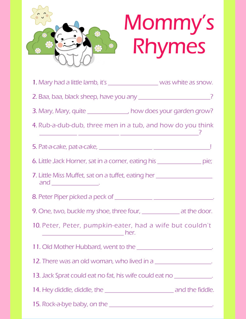 Free Printable Baby Shower Games A To Z / Create And Edit Free